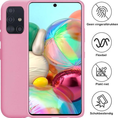 Samsung A71 Hoesje Siliconen Backcover Lichtgewicht - Roze