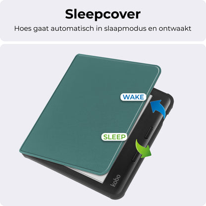 Kobo Libra Colour Bookcase Hoes Shockabsorberend - Donkergroen