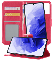 Samsung S21 Hoesje Bookcase Cover Uitneembaar - Donkerroze