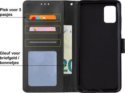 Samsung A71 Hoesje Bookcase Cover met Kaarthouder - Zwart