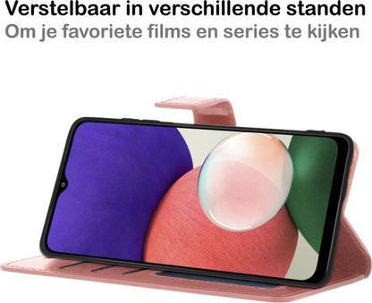 Samsung A22 5G Hoesje Bookcase Cover met Kaarthouder - Rosé goud