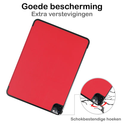 iPad Pro 2022 (12.9 inch) Trifold Bookcase Hoes - Rood