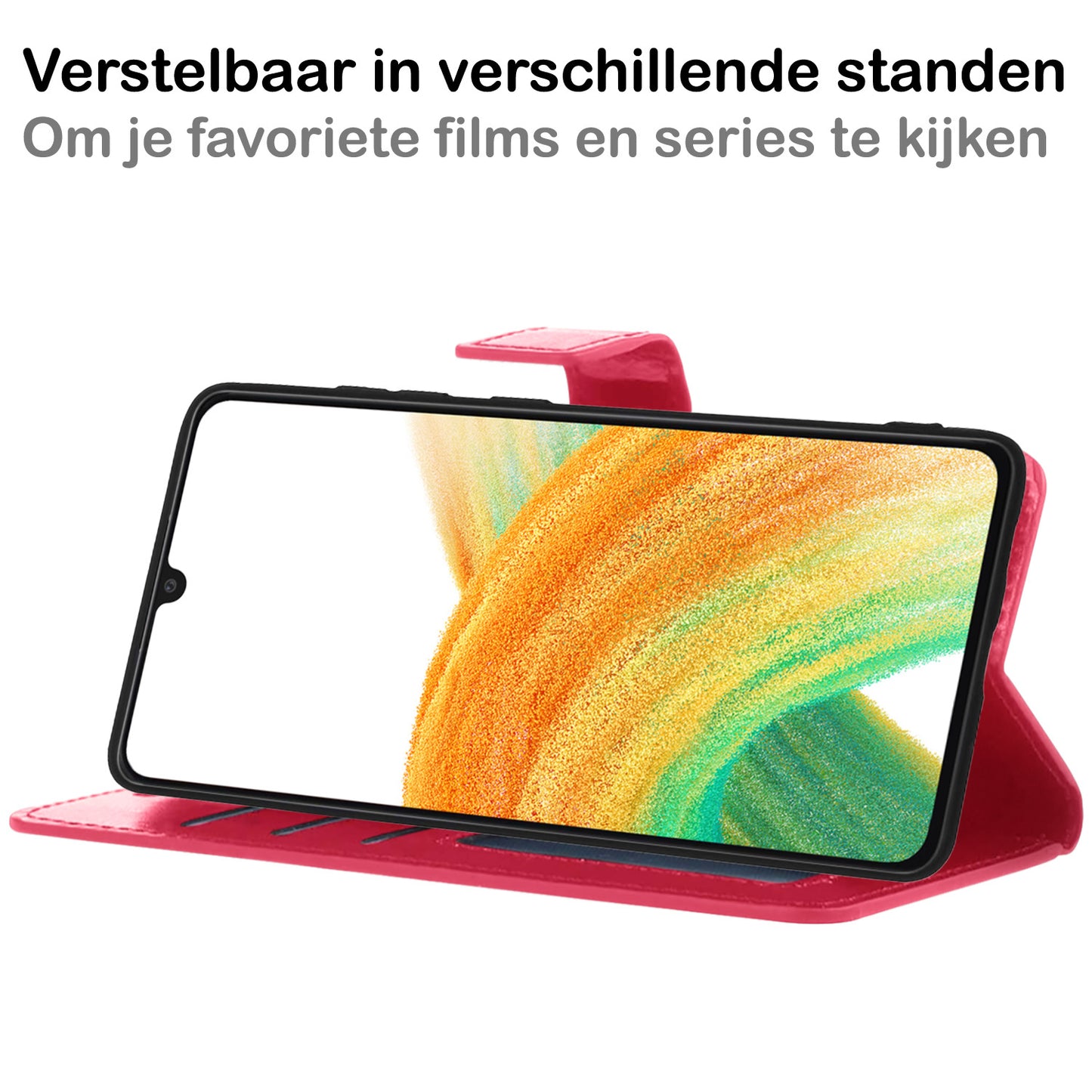 Samsung A33 Hoesje Book Case Kunstleer - Donkerroze