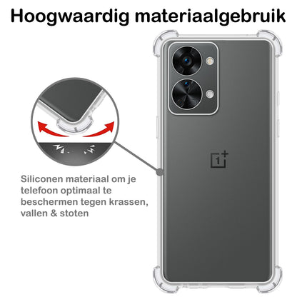 OnePlus Nord 2T Hoesje Shockproof Backcover Siliconen - Transparant
