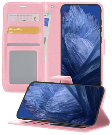 Google Pixel 8a Hoesje Bookcase Cover met Kaarthouder - Lichtroze