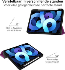 iPad Air 2020 Trifold Bookcase Hoes met Penhouder voor Apple Pen - Paars
