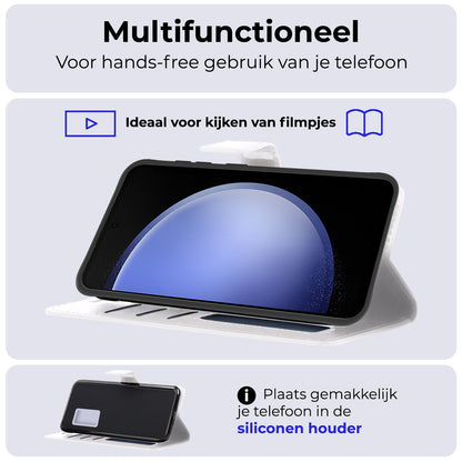Samsung S23 FE Hoesje Bookcase Cover met Kaarthouder - Wit