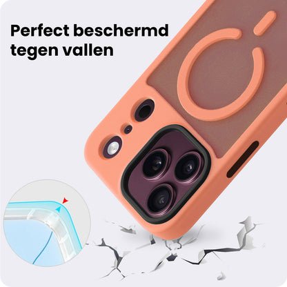 iPhone 18 Pro Max Hoesje Geschikt voor Magsafe Backcover Shockproof - Perzik