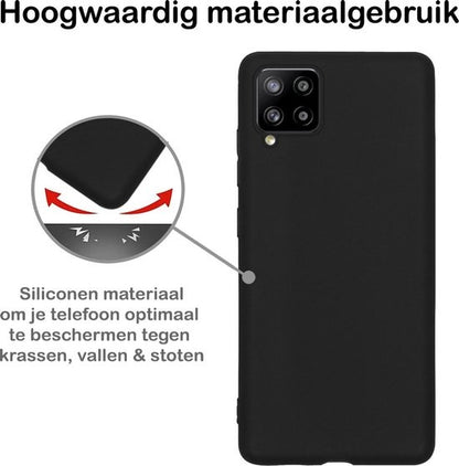 Samsung A12 Hoesje Siliconen - Zwart