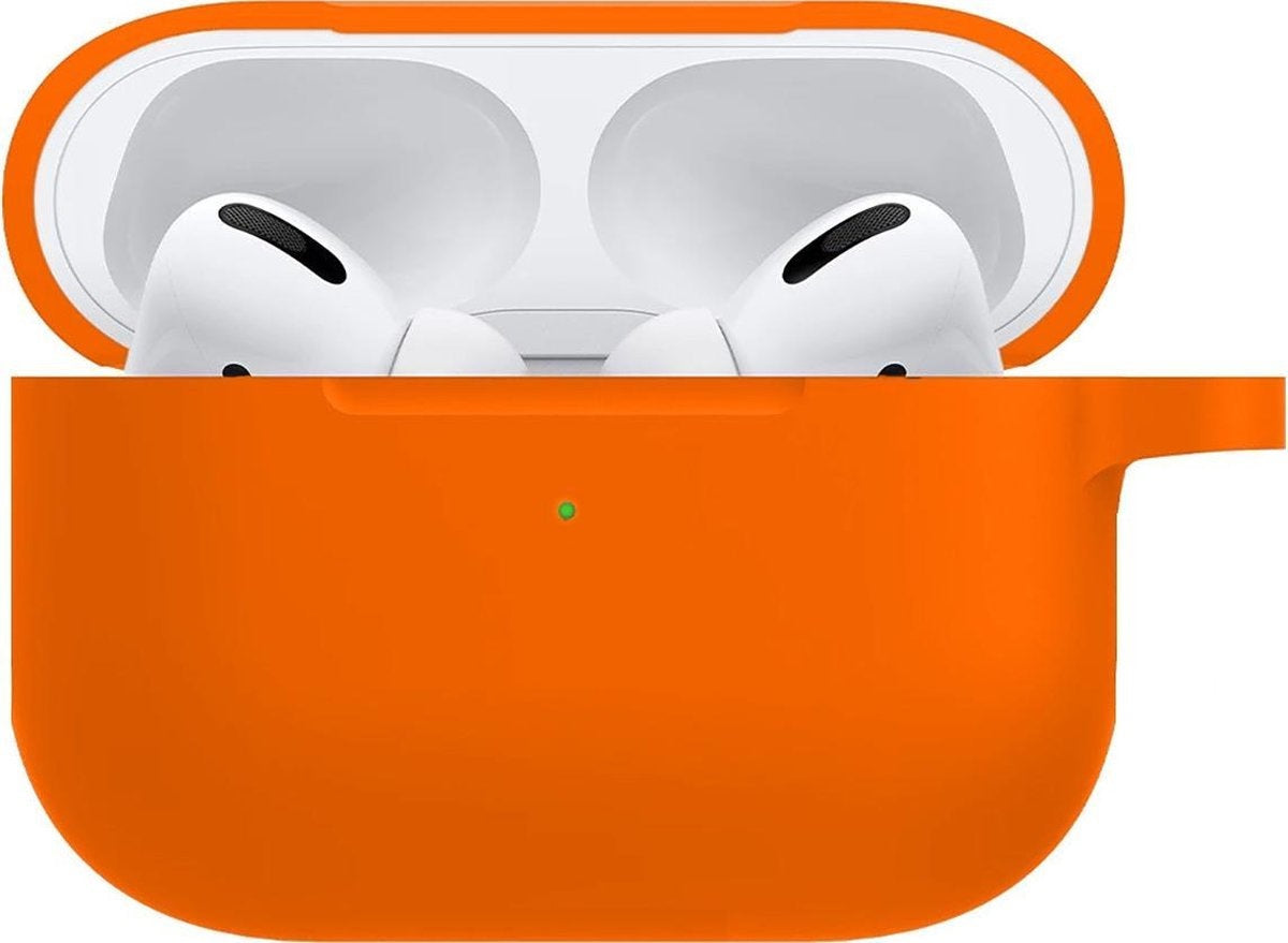 Airpods Pro Hoesje Siliconen met Clip - Oranje