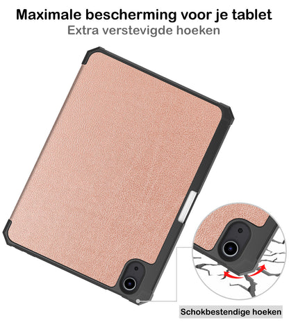 iPad Mini 6 Trifold Bookcase Hoes met Penhouder voor Apple Pen - Rosé goud