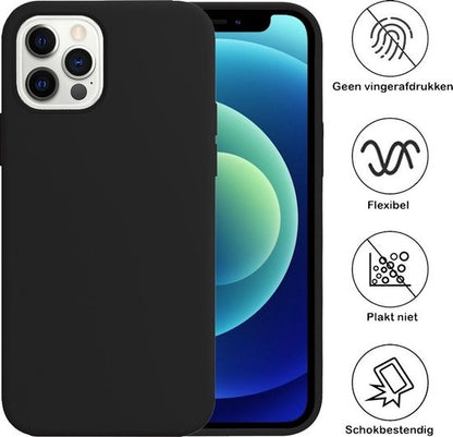 iPhone 12 Pro Max Hoesje Siliconen Backcover Lichtgewicht - Zwart
