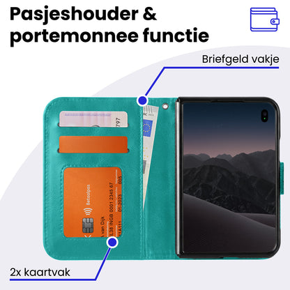 iPhone Duo Hoesje Bookcase Cover met Kaarthouder - Turquoise