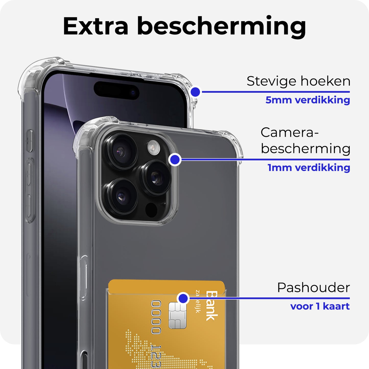 iPhone 16 Pro Hoesje met Pasjeshouder Siliconen - Transparant