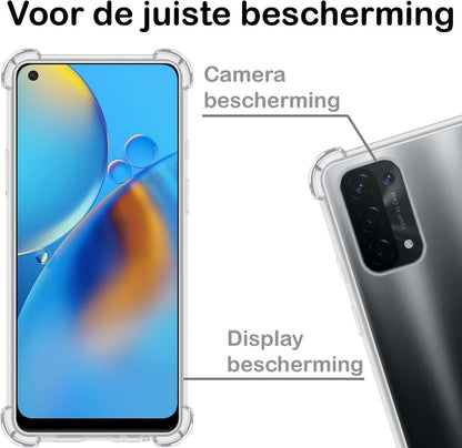 OPPO A74 5G Hoesje Shockproof Backcover Siliconen - Transparant