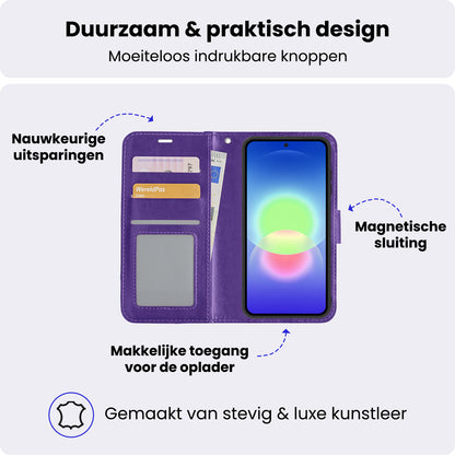 Samsung A27 Hoesje Bookcase Cover met Kaarthouder - Paars