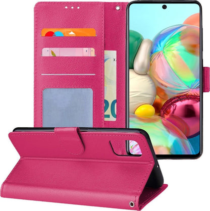 Samsung A71 Hoesje Bookcase Cover met Kaarthouder - Donkerroze