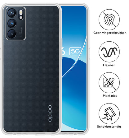 OPPO Reno 6 Hoesje Siliconen Backcover Lichtgewicht - Transparant