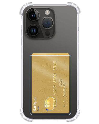 iPhone 15 Pro Max Hoesje Kaarthouder Backcover Shockproof - Transparant