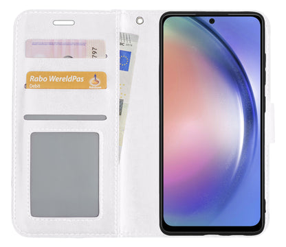Samsung A54 Hoesje Bookcase Cover met Kaarthouder - Wit