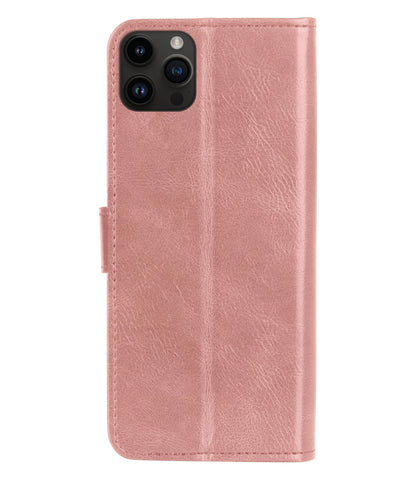 iPhone 15 Pro Hoesje Bookcase Cover met Kaarthouder - Rosé goud