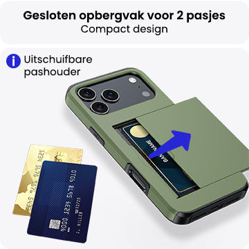 iPhone 17 Pro Max Hoesje Kaarthouder Hard Case Shockproof - Donkergroen