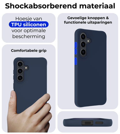 Samsung S23 FE Hoesje Siliconen Backcover Lichtgewicht - Donkerblauw