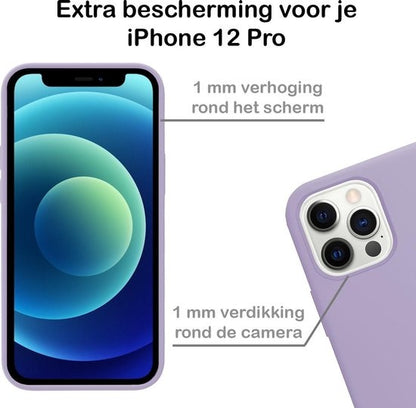 iPhone 12 Pro Hoesje Siliconen Backcover Lichtgewicht - Lila