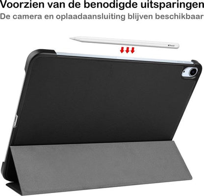 iPad Air 2020 Trifold Bookcase Hoes - Zwart