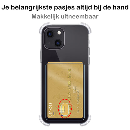 iPhone 13 Mini Hoesje met Pasjeshouder Siliconen - Transparant