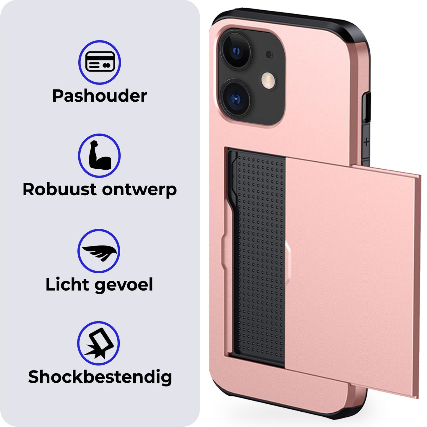 iPhone 11 Hard Case Met Pashouder - Rosðð goud