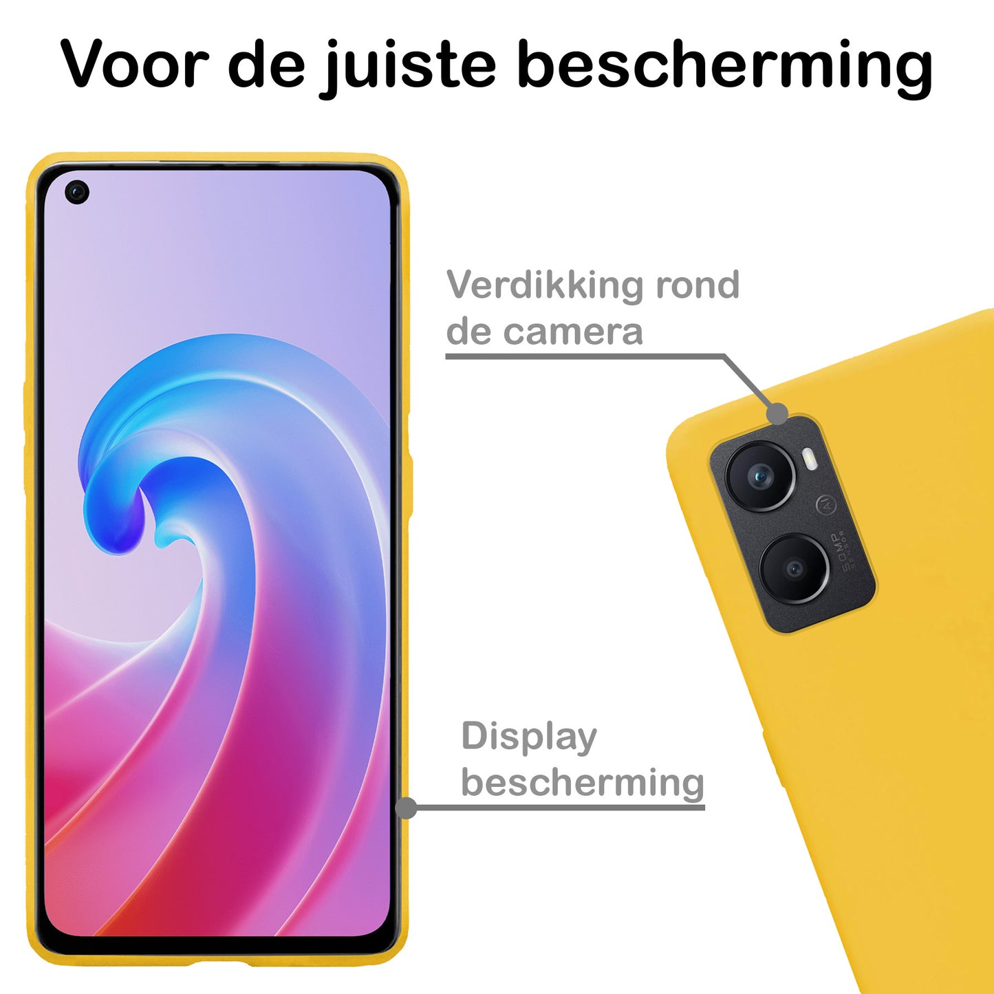 OPPO A76 Hoesje Siliconen - Geel