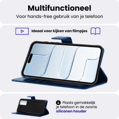 iPhone Air Hoesje Bookcase Cover met Kaarthouder - Donkerblauw