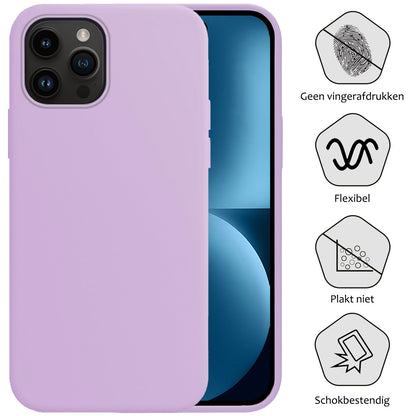 iPhone 15 Pro Hoesje Siliconen Backcover Lichtgewicht - Lila
