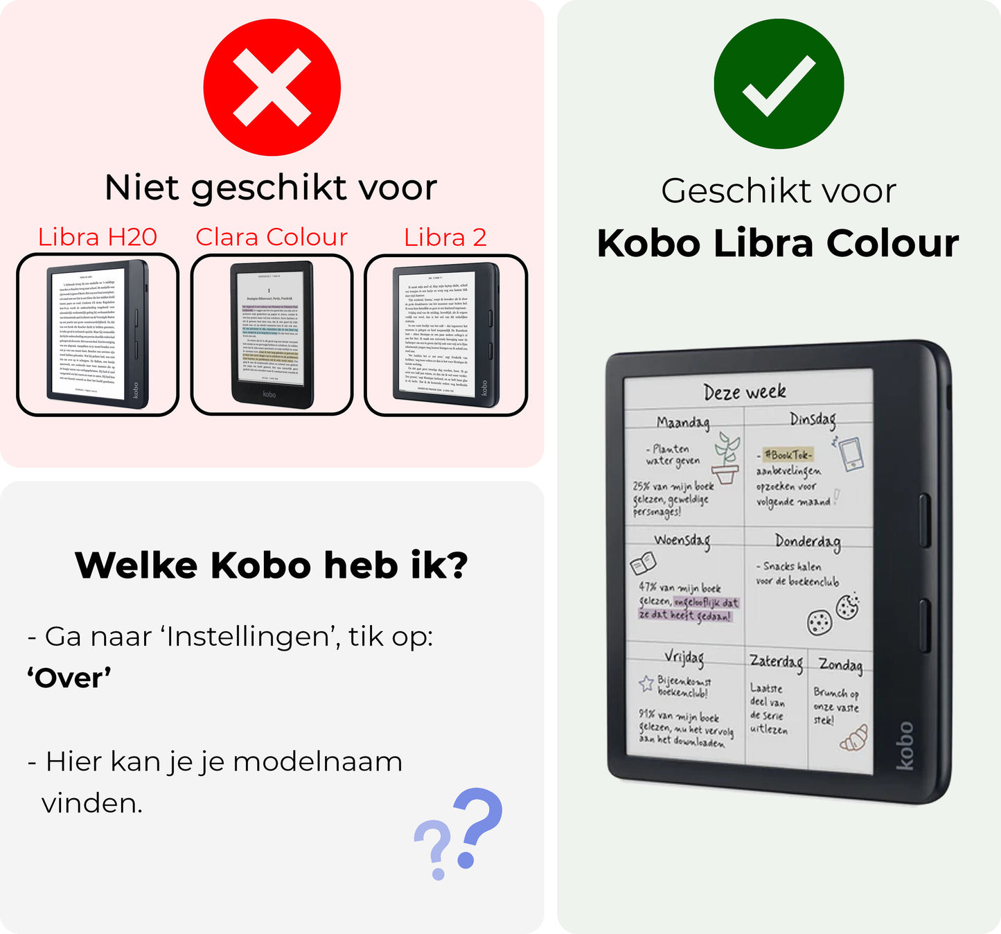 Kobo Libra Colour Hoesje Book Case - Grijs