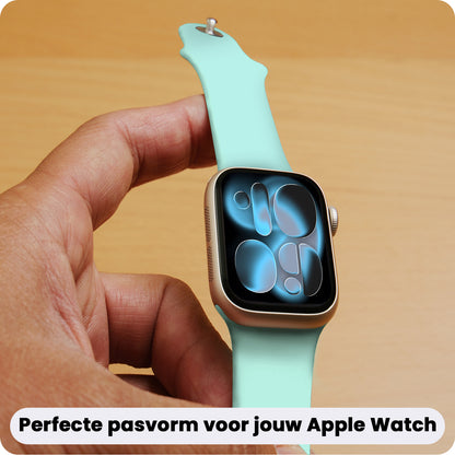 Apple Watch 1, 2, 3, 4, 5, 6, 7, 8, 9, 10, 11, SE - 42/44/45/46 mm Bandje Siliconen met verstelbare polsband - Mintgroen