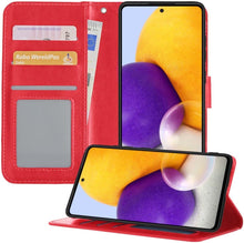 Samsung A72 5G Hoesje Bookcase Cover met Kaarthouder - Rood