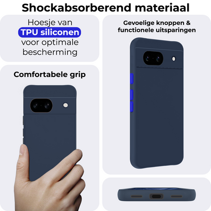 Google Pixel 8a Hoesje Siliconen Backcover Lichtgewicht - Donkerblauw