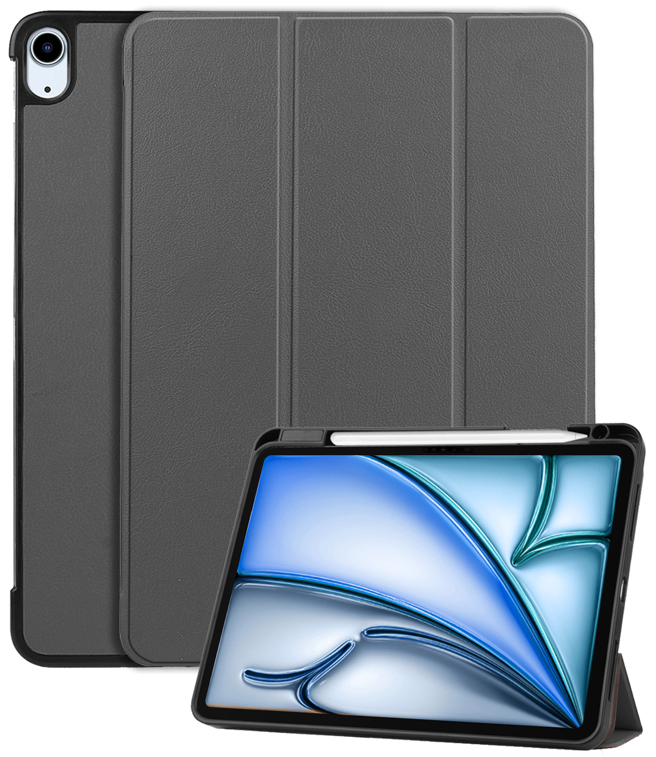 iPad Air 2024 (13 inch) Hoesje Book Case Met Apple Pencil Uitsparing - Grijs