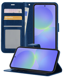 Samsung A36 Hoesje Bookcase Cover met Kaarthouder - Donkerblauw