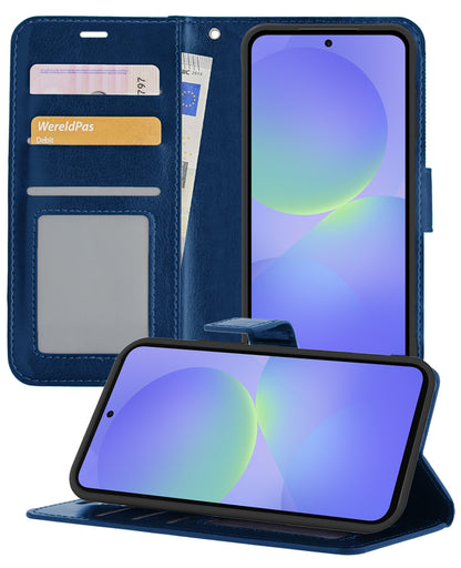 Samsung A36 Hoesje Bookcase Cover met Kaarthouder - Donkerblauw
