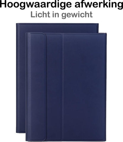 Samsung Galaxy Tab S6 Lite Hoesje Toetsenbord Case Kunstleer - Donkerblauw