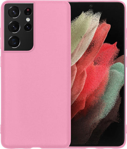 Samsung S21 Ultra Hoesje Siliconen Backcover Lichtgewicht - Lichtroze