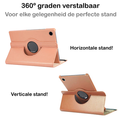 Samsung Galaxy Tab A8 Trifold Bookcase Hoes 360 Graden Draaibaar - Rosé goud