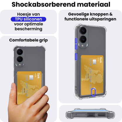 Samsung S25 Edge Hoesje Kaarthouder Backcover Shockproof - Transparant