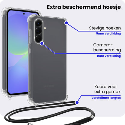 Samsung A36 Hoesje met Koord Backcover Shockproof - Transparant