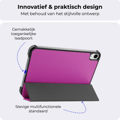 iPad Mini 7 Trifold Bookcase Hoes - Paars