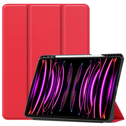 iPad Pro 2022 (12.9 inch) Trifold Bookcase Hoes met Penhouder voor Apple Pen - Rood