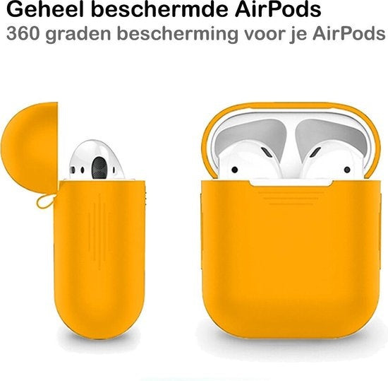 AirPods 2 Hoesje Siliconen met Clip - Oranje