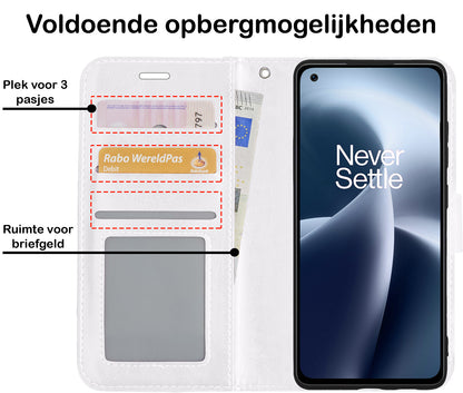 OnePlus Nord 2T Hoesje Bookcase Cover met Kaarthouder - Wit